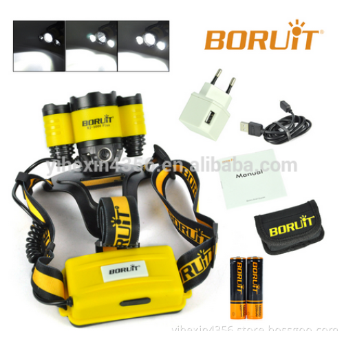 New model RJ-3000 plus 5000 Lumens Super Bright T6 LED Headlamp With SOS Whistle